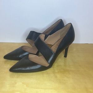 Calvin Klein Black Asymmetric Strap 3" Heel Womens Size 8